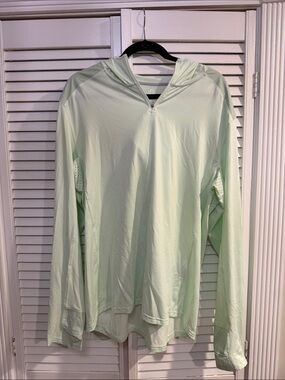 Light Mint Hooded Quarter-Zip Pullover